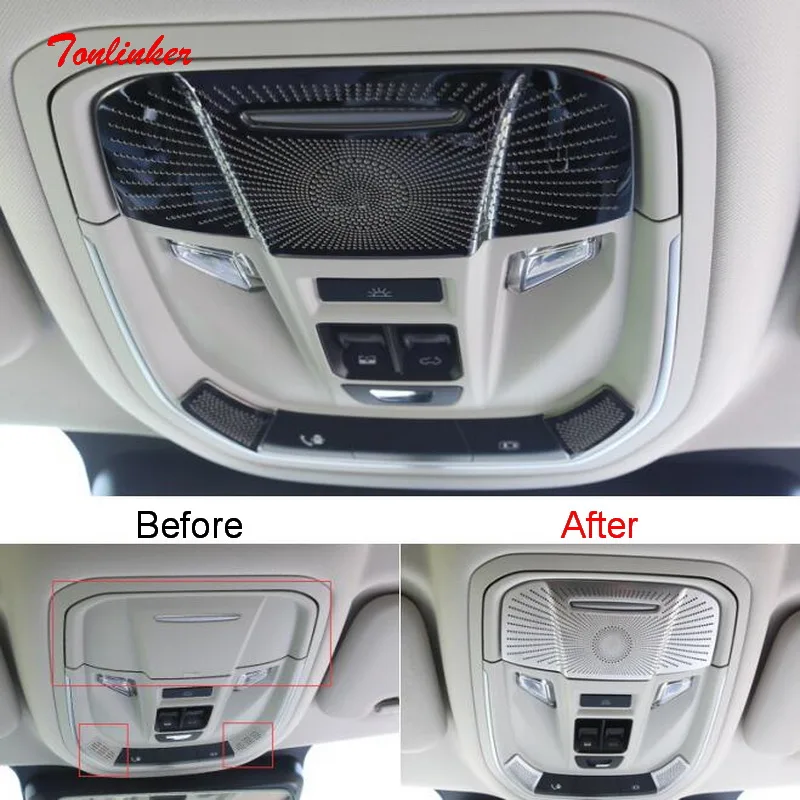 

Tonlinker Interior Front MIC/Read Light Cover Sticker For GWM HAVAL H6 2021 Car Styling 1/2 PCS Stainless Steel Cover Stickers
