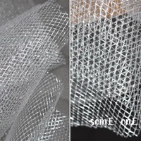 hollow mesh tulle fabric glitter silver stiff feel hollow diy wedding dress stage dress lace designer fabric 50140cm