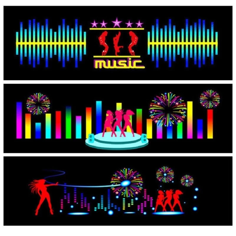Наклейка на заднее стекло автомобиля 90 х25 см LED Музыка ритм вспысветильник Датчик