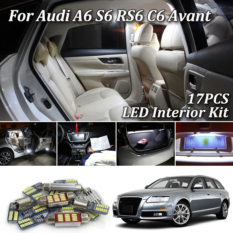 17X белые светодиодные с CANBUS салона комплект ламп для AUDI A6 4F C6 S6 RS6 Avant 2005-2011 Автомобильный светодиодный светильник Интерьер комплект