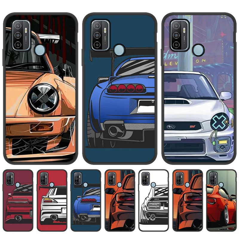 

Luxury Sports Car Phone Case For OPPO A53 A5 A9 A31 2020 A52 A72 A92 A1K Black Painted Capas OPPO A53 A 53 Soft TPU Cover