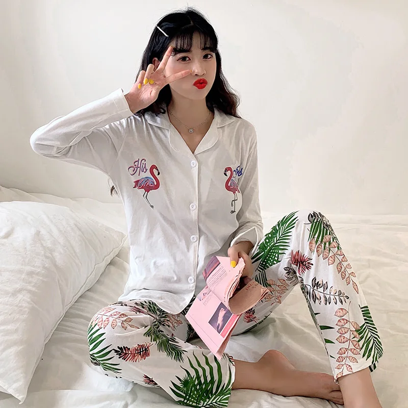 Весенняя стильная женская Хлопковая пижама WAVMIT 2020 новая одежда для сна домашняя
