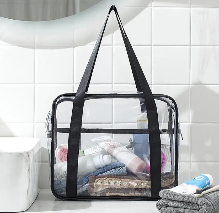 Оптовая продажа прозрачная пляжная дорожная сумка-тоут из ПВХ вместительные