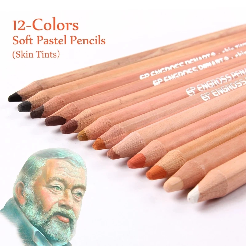 

12 Professional Soft Pastel Pencils Wood Skin Tints Pastel Colored Pencils For Drawing School Lapices De Colores Stationery