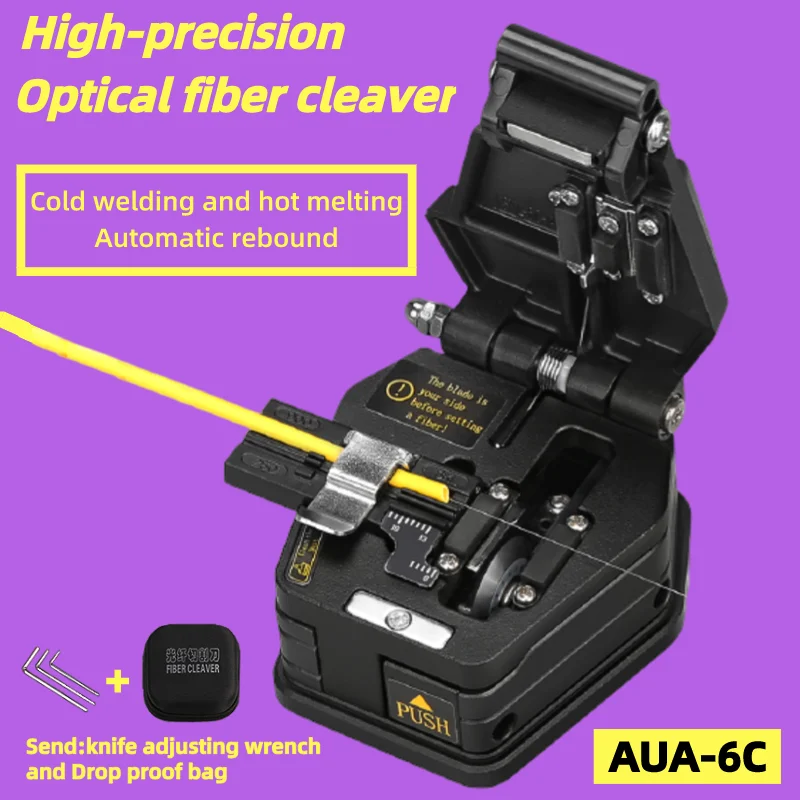 COMPTYCO Black AUA-6C High Precision Fiber Cleaver FTTH Cable Cutting Knife Tools Fiber Optic Cutter 16 Surface Blade