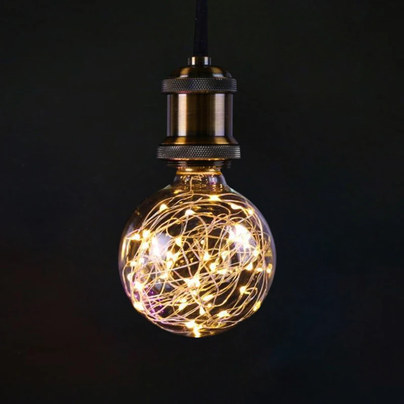 

Retro Vintage LED Light Bulb E27 Fireworks Decorative Edison Party Lamp Decor 220V Copper Wire String Replace Incandescent Bulbs