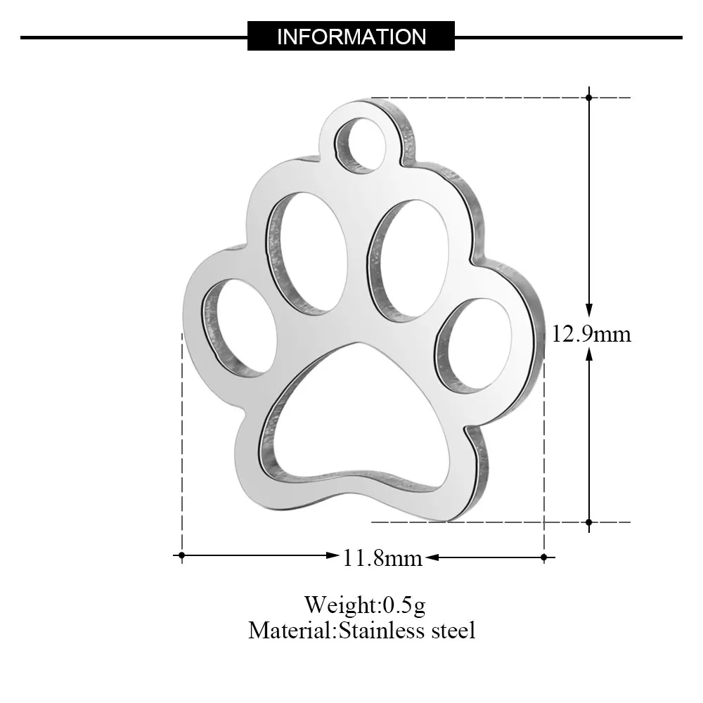 Wholesale 10-Piece Pet Dog Paw Charm - Durable Stainless Steel DIY Jewelry Pendant for DIY Jewelry Making and Finding image 5