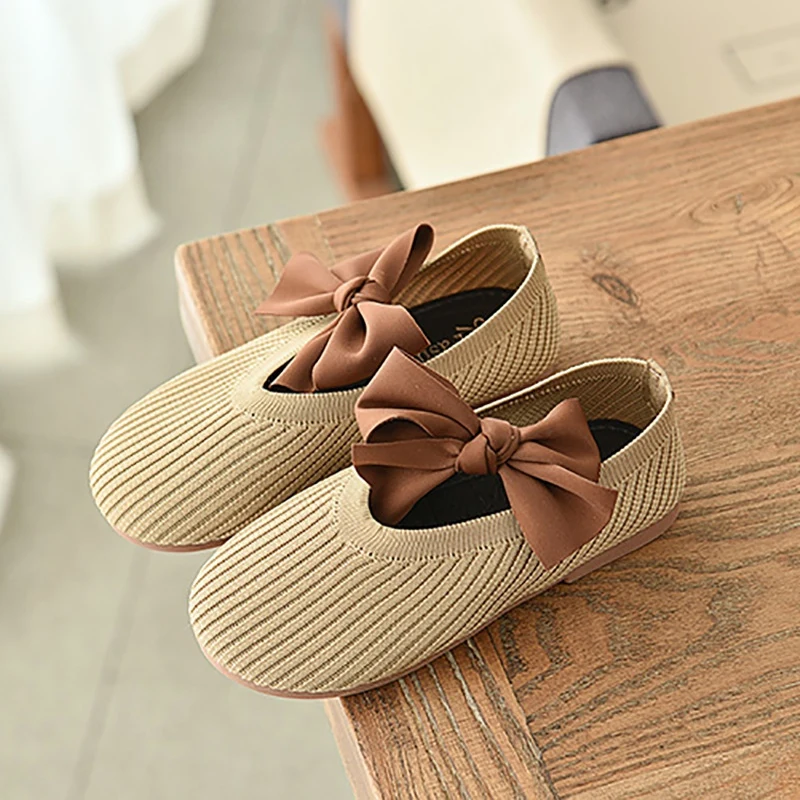 Детская обувь для девочек котята принцессы с бантом 3 цвета 21 30 мягкой подошвой