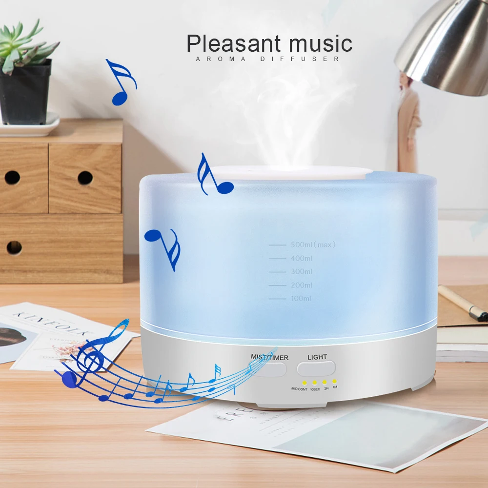 aroma diffuser 500ml bluetooth music aroma diffuser led color changing 12w humidifier household ultrasonic humidifier free global shipping