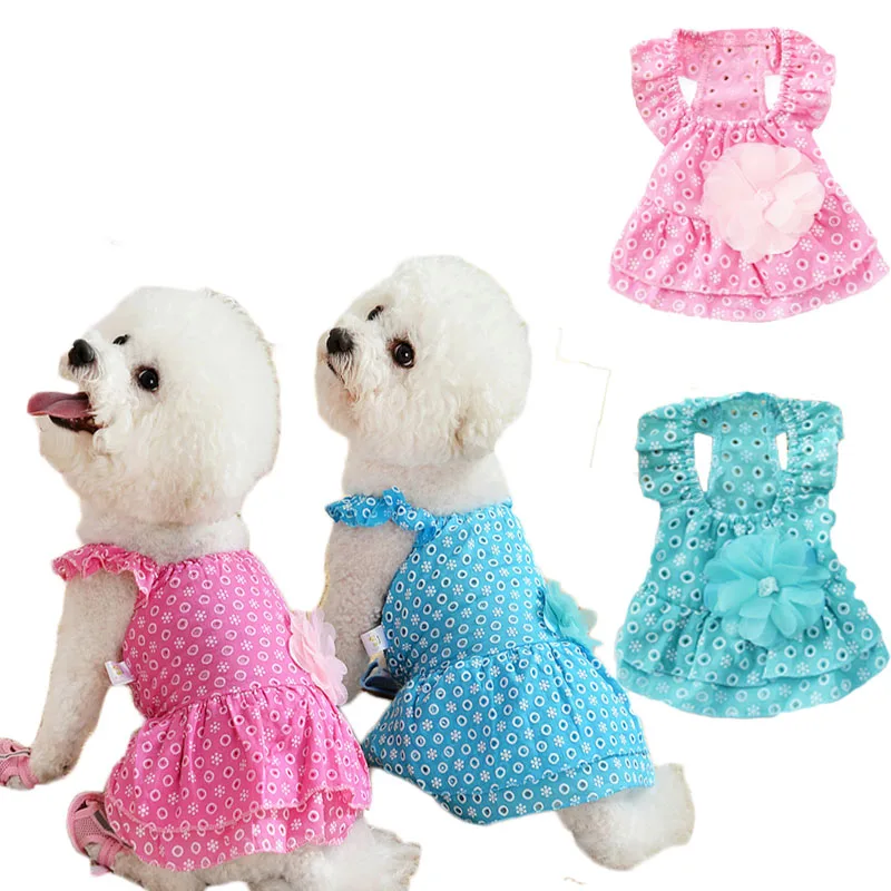 

Unique Bargains Hollow Dog Clothes Summer Chihuahua Dress Big Floral Vest Dresses Sleeveless Round Neck Skirt Pet Skirt Apparel