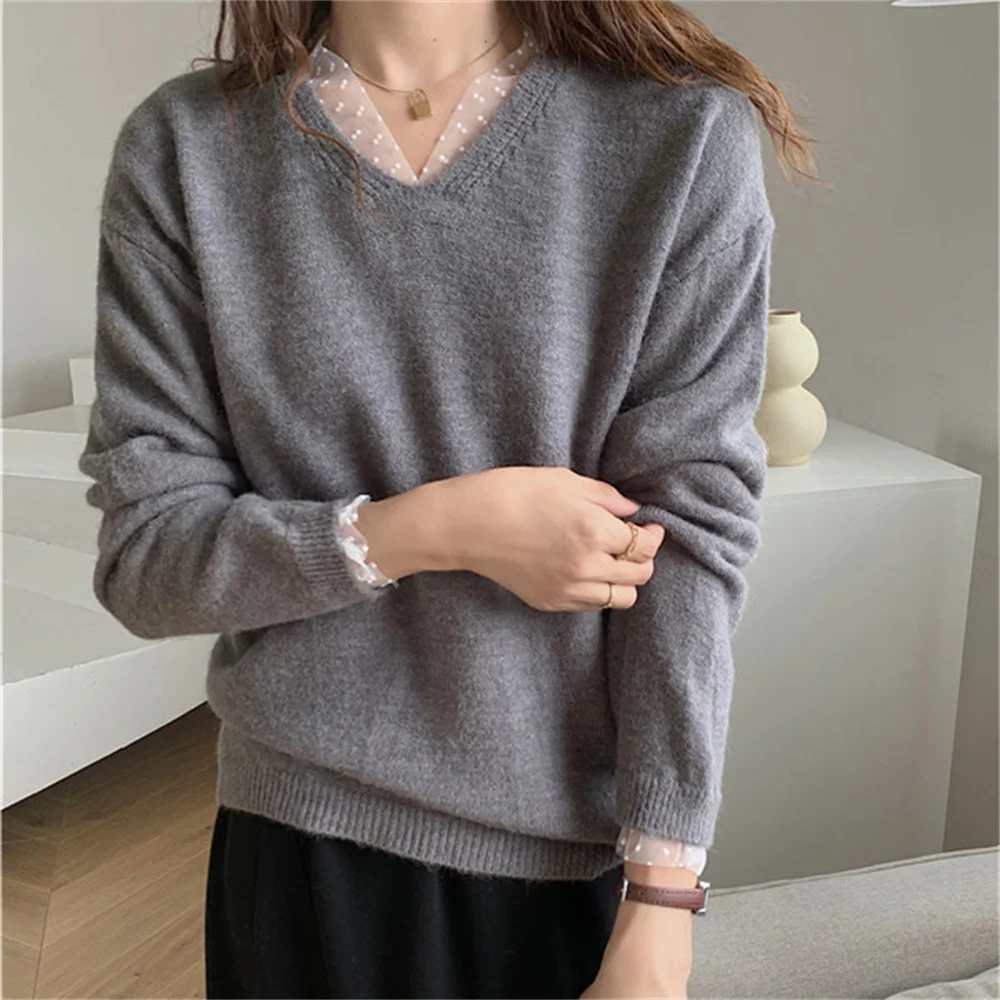 

동대sweet Girl Soft Casual женский свитер вязаный пуловер элегантный 2021 офисный Женский Осенний теплый шикарный нижний джемпер Лидер продаж