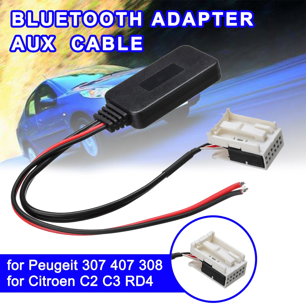 

12Pin Car bluetooth Module Wireless Radio Stereo AUX-IN Aux Cable Adapter for Peugeot 207 307 407 308 for Citroen C2 C3 RD4