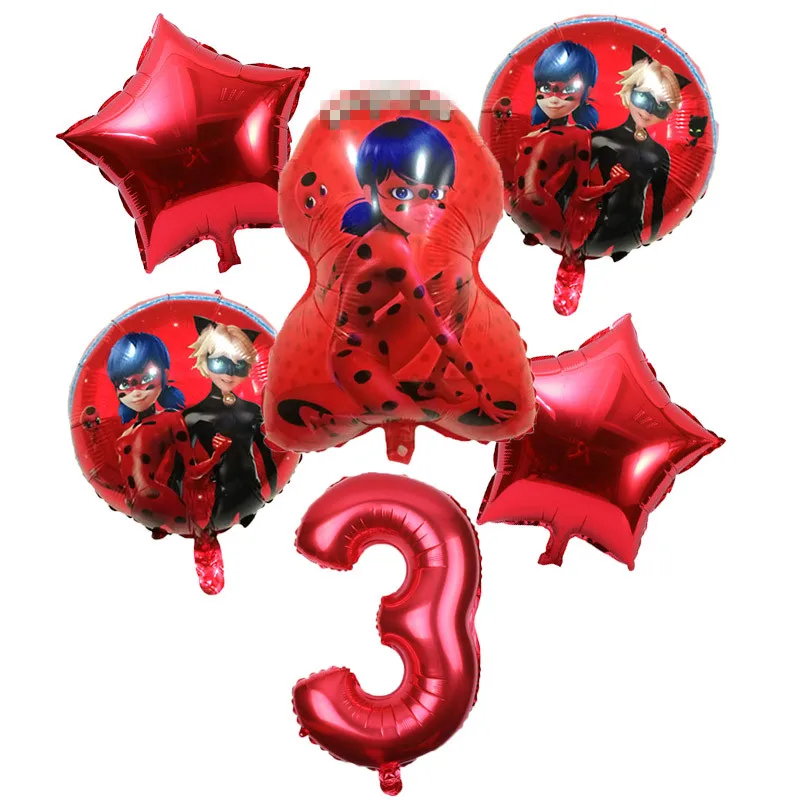 Balloons-13-6pcs 6 шт./компл. из мультфильма, популярная яркая детская одежда с рисунком "Божья коровка" Фольга воздушные шары День рождения украшения божья коровка гелиевый Майларовый и 32 дюймов шара с цифрой - Цвет: Balloons-13-6pcs