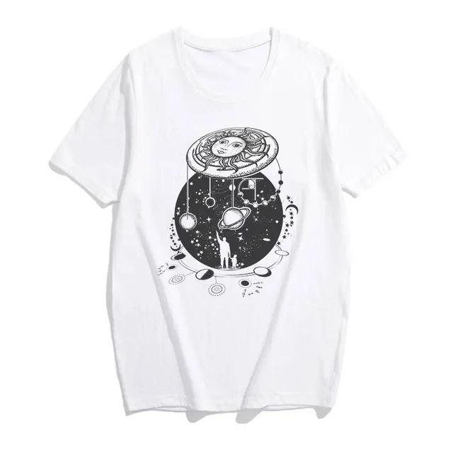 

Summer Fashion Camiseta Mujer Women's New 3 Harajuku T Shirt Star Globe Cartoon Mermaid Print Tees Casual Vogue Ulzzang Tops