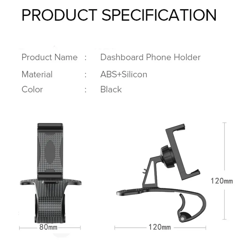 

Universal Car Phone Mount Holder Dashboard Smartphone Clip Bracket Non-Slip for Mobile Phones support GPS 360-Rotate for Iphone