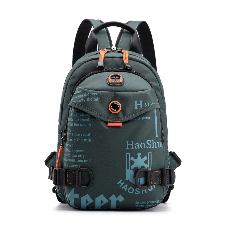 Dark Green Backpack Мужская повседневная задняя упаковка новая водонепроницаемая нейлоновая сумка для путешествий Мужская школьная сумка для мальчиков-подростков - Цвет: Dark Green Backpack