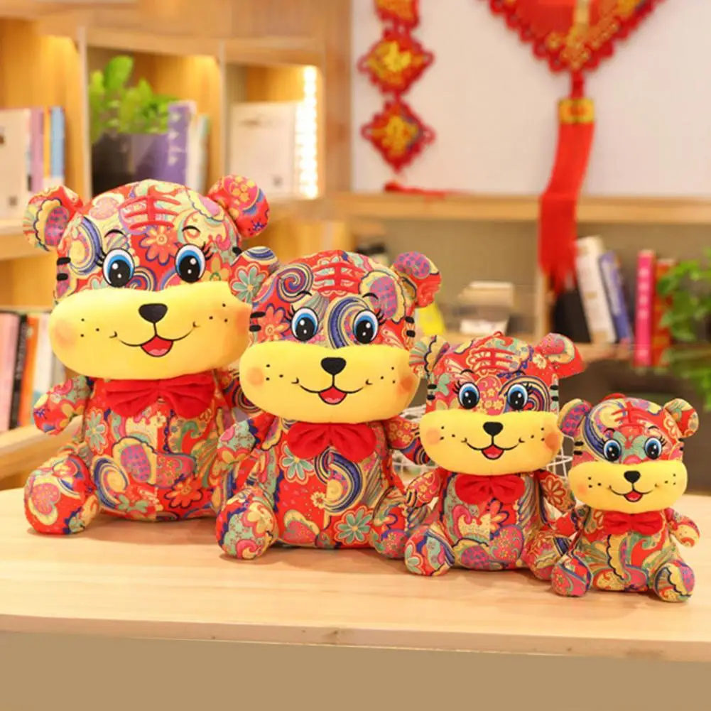 

Plush Tiger Doll Auspicious Collectible Good Elasticity 2022 Zodiac Tiger Stuffed Doll Toy for Spring Festival New Year Gifts