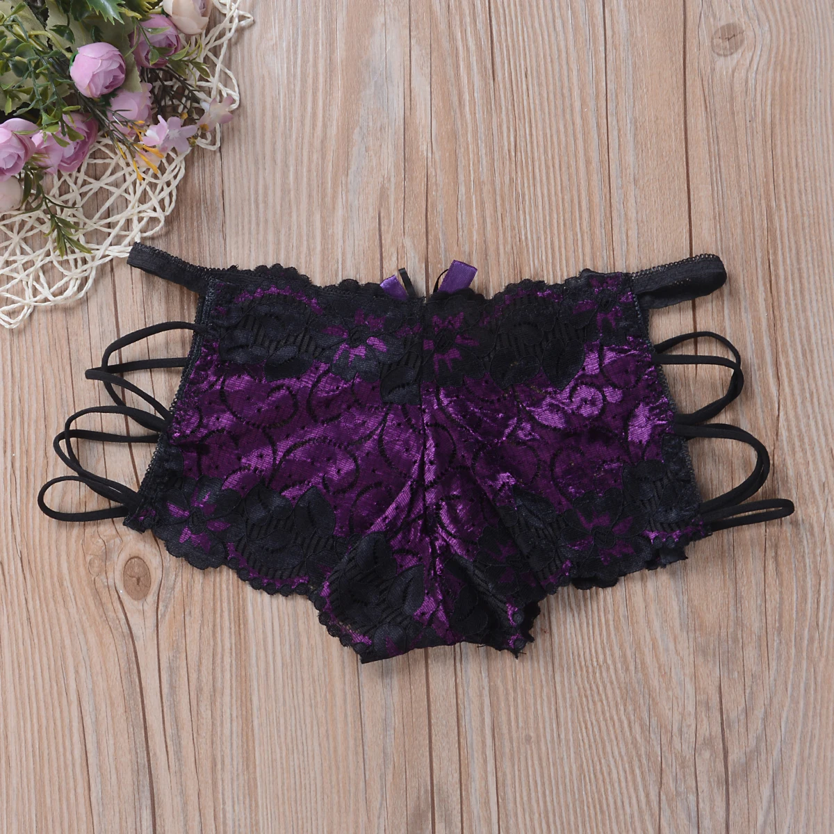 Женские сексуальные кружевные трусы боксеры с цветочным принтом бандажные