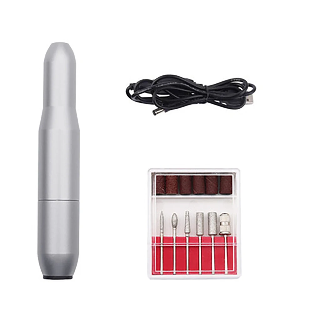 

Шлифовальная машинка для ногтей, маленький ручной инструмент с 6 шлифовальными насадками, мини-USB