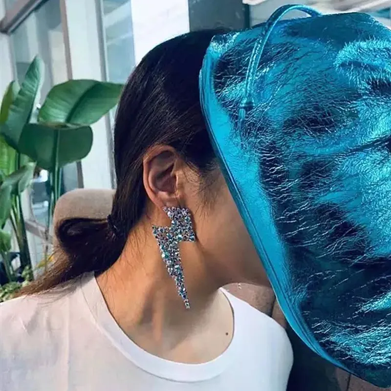 Новые блестящие стразы драгоценные камни серьги-гвоздики в форме молнии для