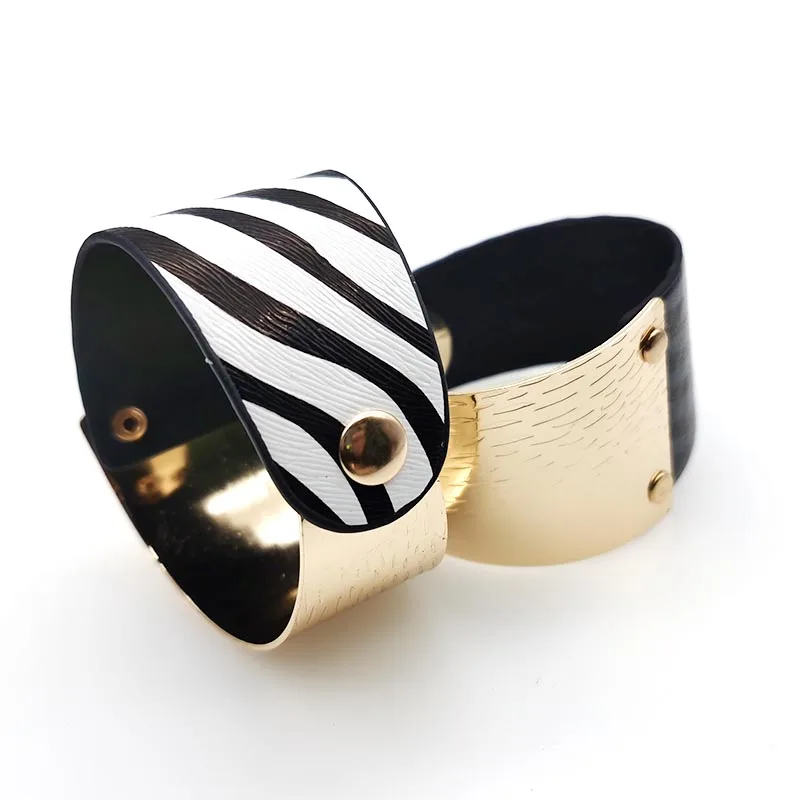 Модные леопардовые панковские браслеты для женщин 2020 винтажный кожаный браслет