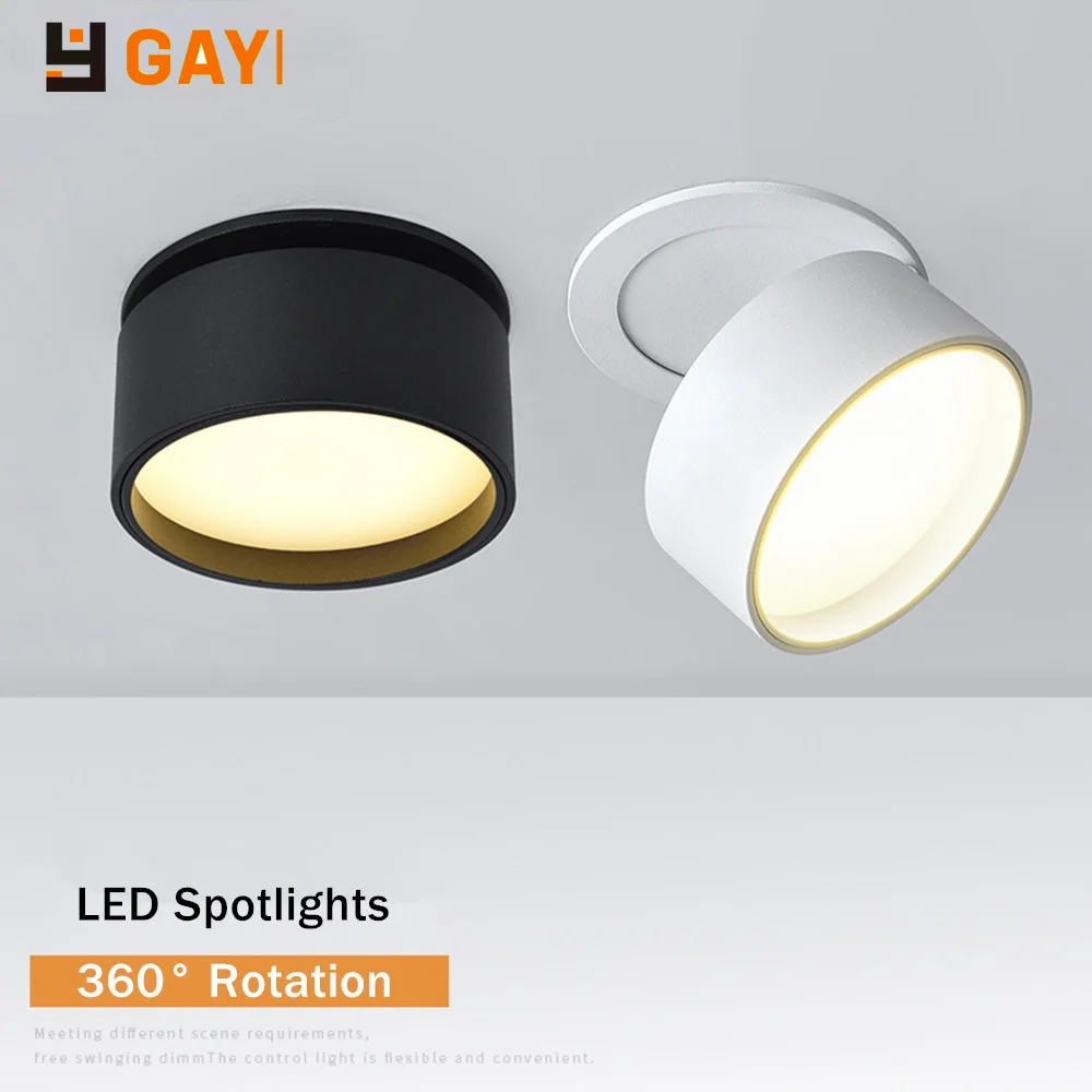 

Hot Round 360Degree Rotation Spot Lightings 7W 10W 12W Embedded LED Ceiling Lamp Foldable LED Light Spray Background Down Light