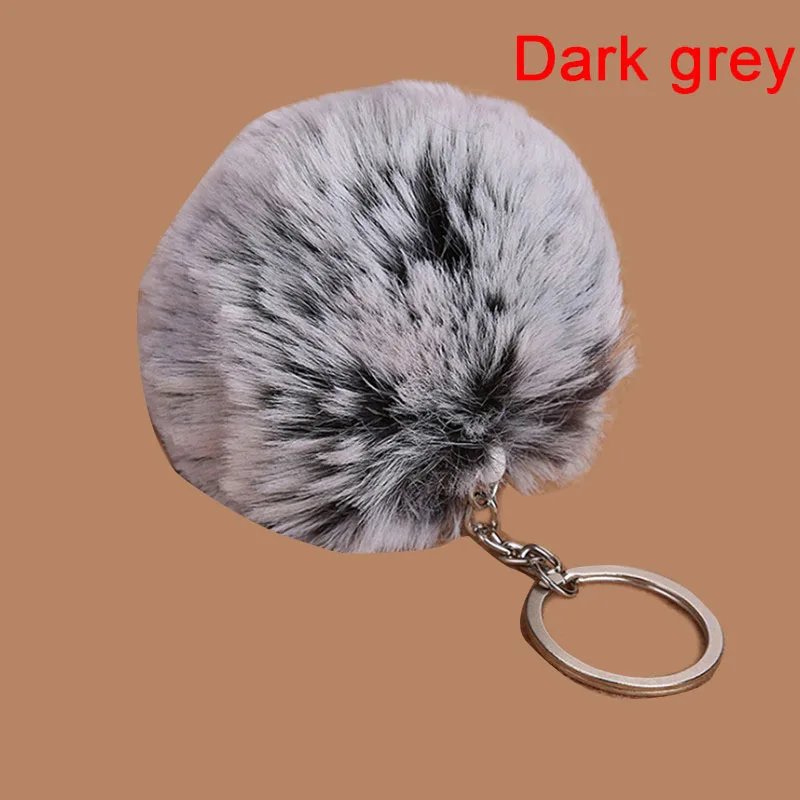 

1PCS Women Bag Key Chains Pompon 1 Ball 2 Colors 8cm Frost White Fur Pom Pom Ball Keychain 8cm/3.1in