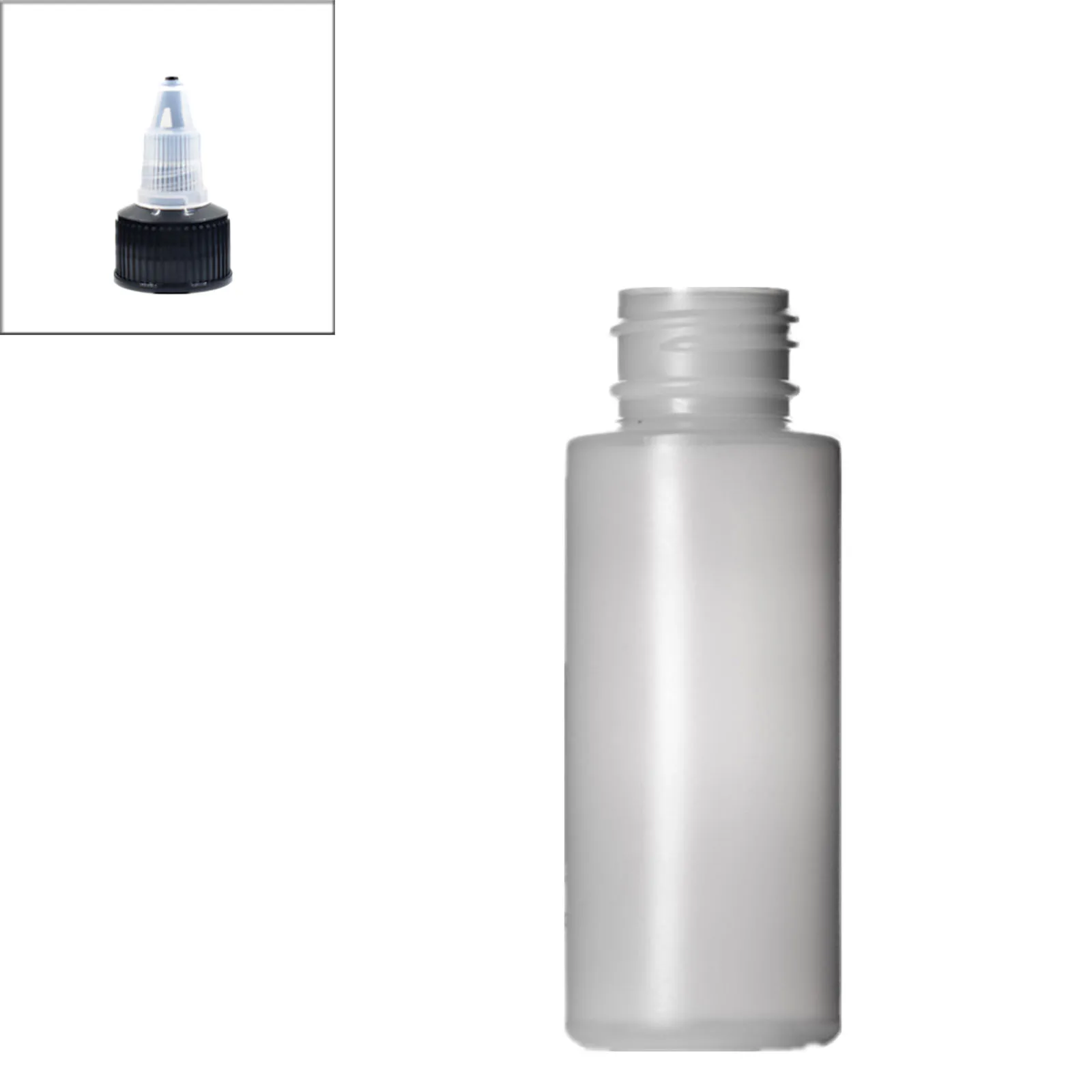 

5pcs 2oz/60ml natural-colored HDPE cylinder round soft Squeeze bottle with Twist Top Caps, pointed mouth top cap for oil ink