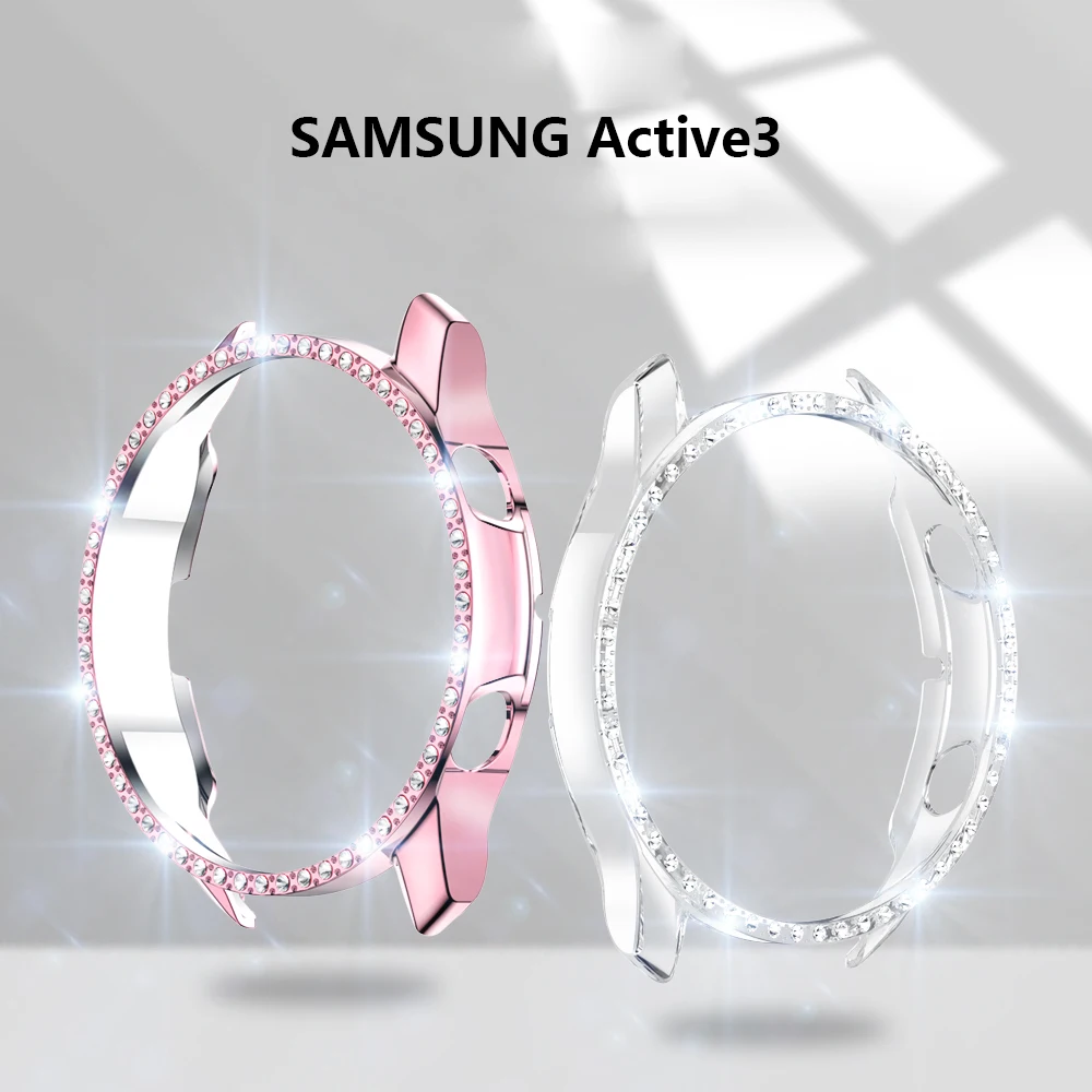 Модный чехол с бриллиантами для Samsung Galaxy Watch 3 41 мм 45 защитный бампер рамка полное