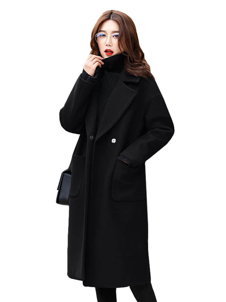 

big code turn collar hair coat women autumn and winter clothes fat mm220 pounds of medium and long clip cotton thickened coat