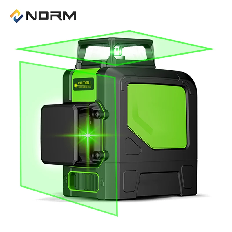 Портативный 8 линейный лазерный уровень Norm с красным или зеленым лучом