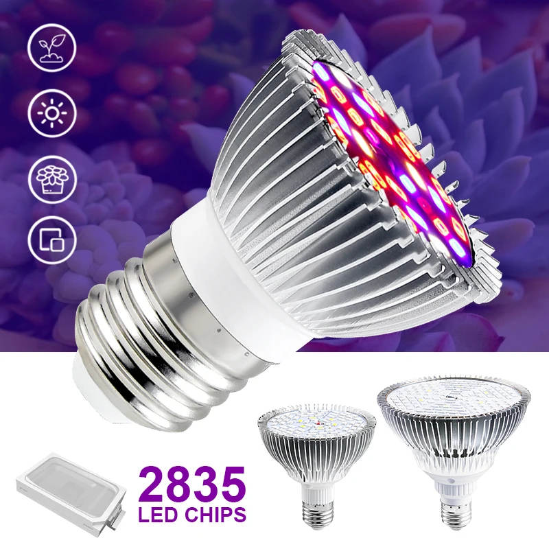 

LED Growth Lamp LED Grow Light Full Spectrum E27 LED Growing Bulb for Indoor 30W 50W 80W Aluminum Hydroponics Flowers Plants