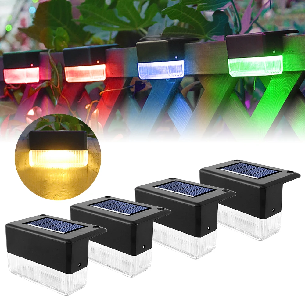 

4pcs 3LED Solar Lamp Outdoor Waterproof Wall Light Path Stair Step Deck Lights Garden Landscape Lights Balcony Fence Solar Light