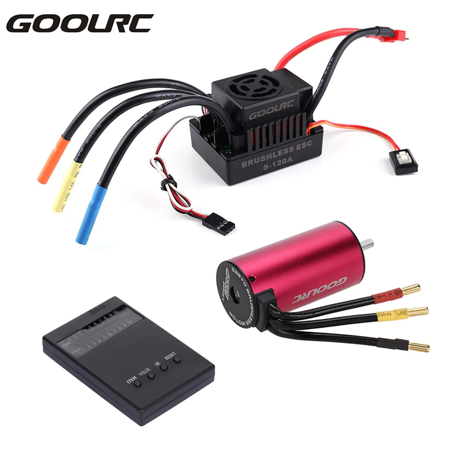 

GoolRC S3670 2850KV Бессенсорный бесщеточный двигатель 120A бесщеточный ESC и программная карта комбинированный набор для 1/8 RC Car Truck RC запчасти