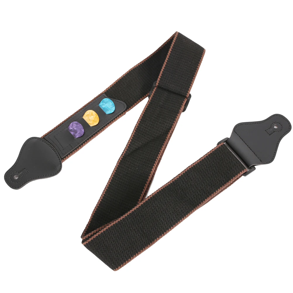 

Electric Acoustic Bass Guitar PU Leather Strap Adjustable Belt With 3 Random Color Picks Plectrums