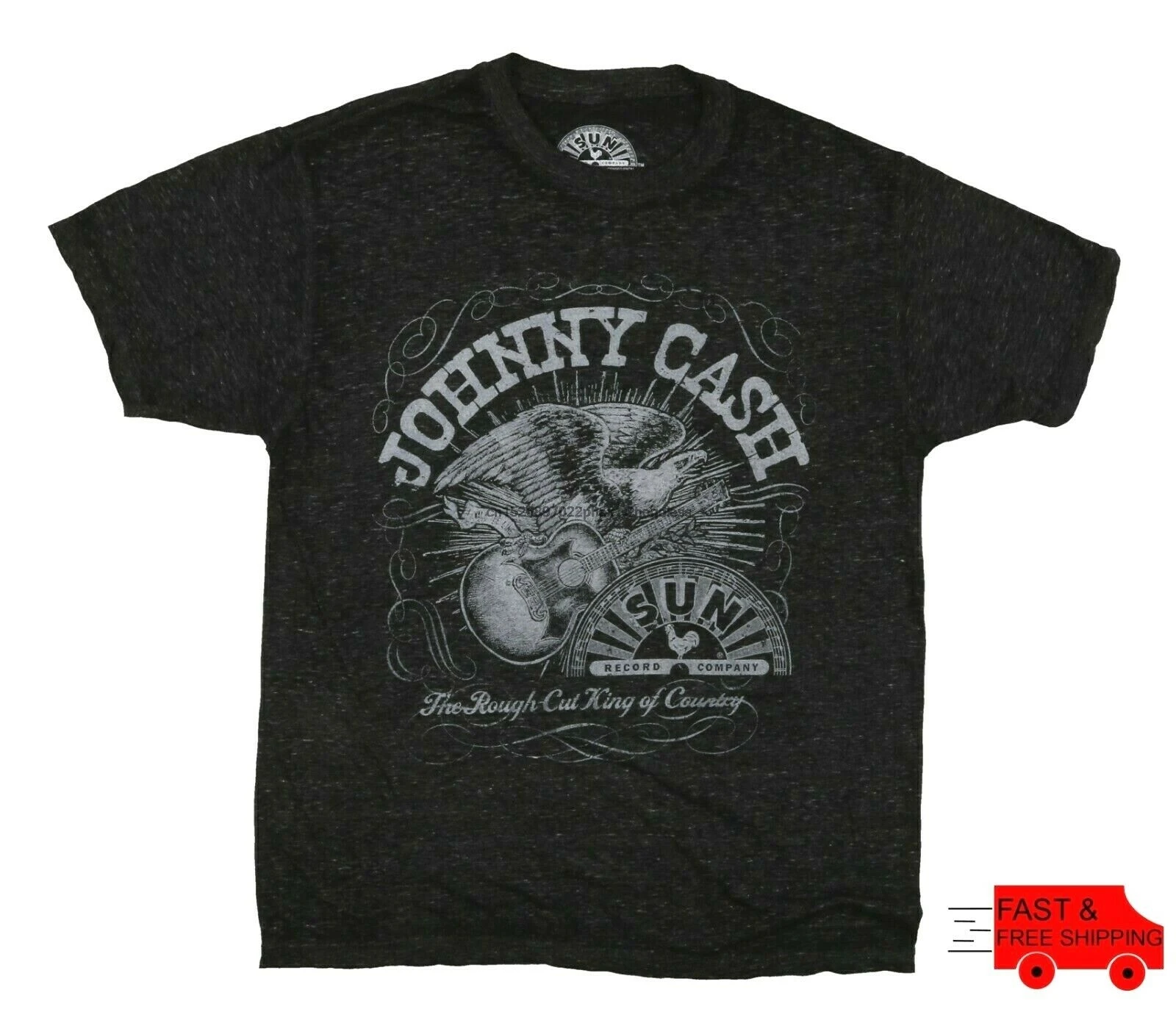 Джонни Кэша на грубой огранки король страны Винтаж Состаренный дизайн Для мужчин футболка|Мужские футболки|