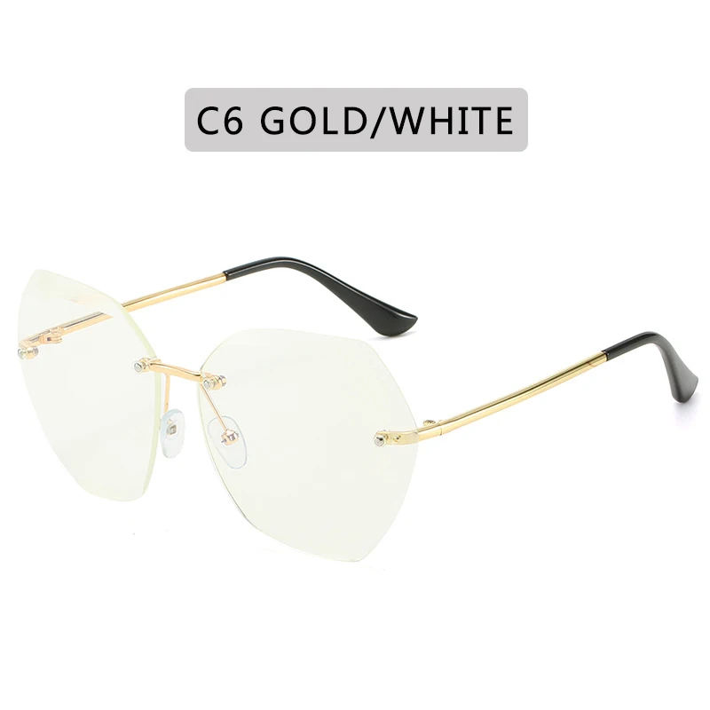 

2020 New Fashion Brand Design Vintage Rimless Pilot Sunglasses Women Men Retro Cutting Lens Gradient Sun Glasses Female UV400