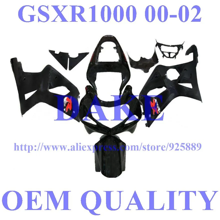 

Black Fairing Kit For SUZUKI GSX-R1000 GSXR1000 GSXR 1000 K2 K1 00 01 02 2000 2001 2002 Fairings Tim