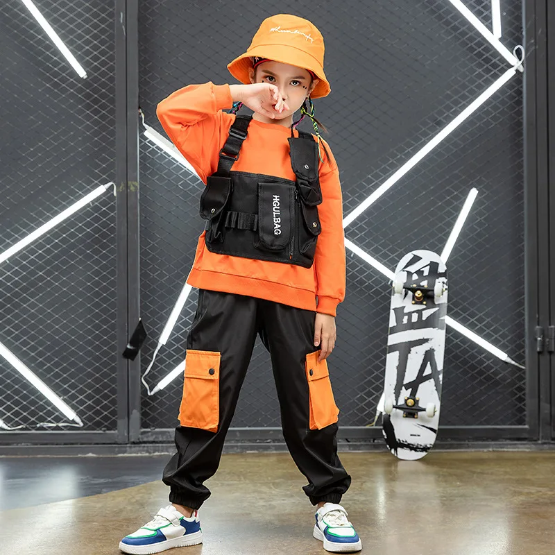 Детская одежда в стиле хип-хоп толстовка топ штаны-карго военный тактический