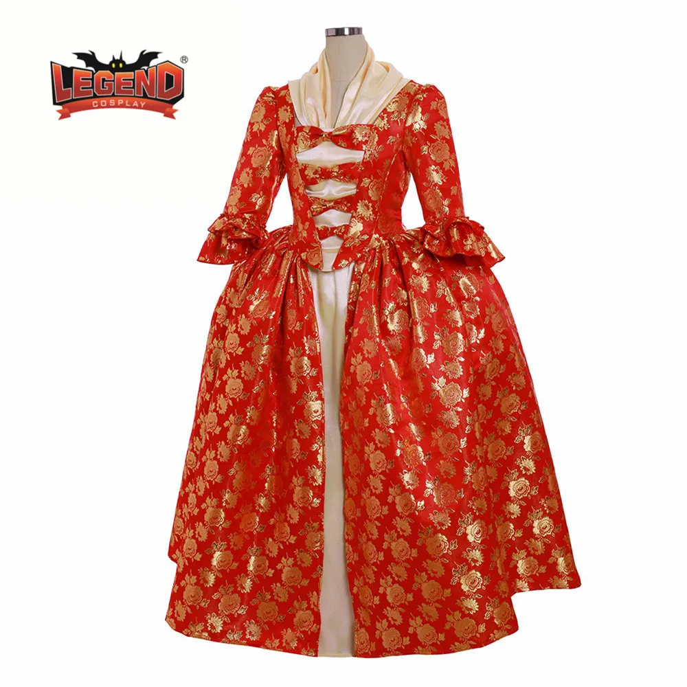 Marie Antoinette Gown Dress Rococo 18th Century red floral gown dress rococo french for lady | Тематическая одежда и