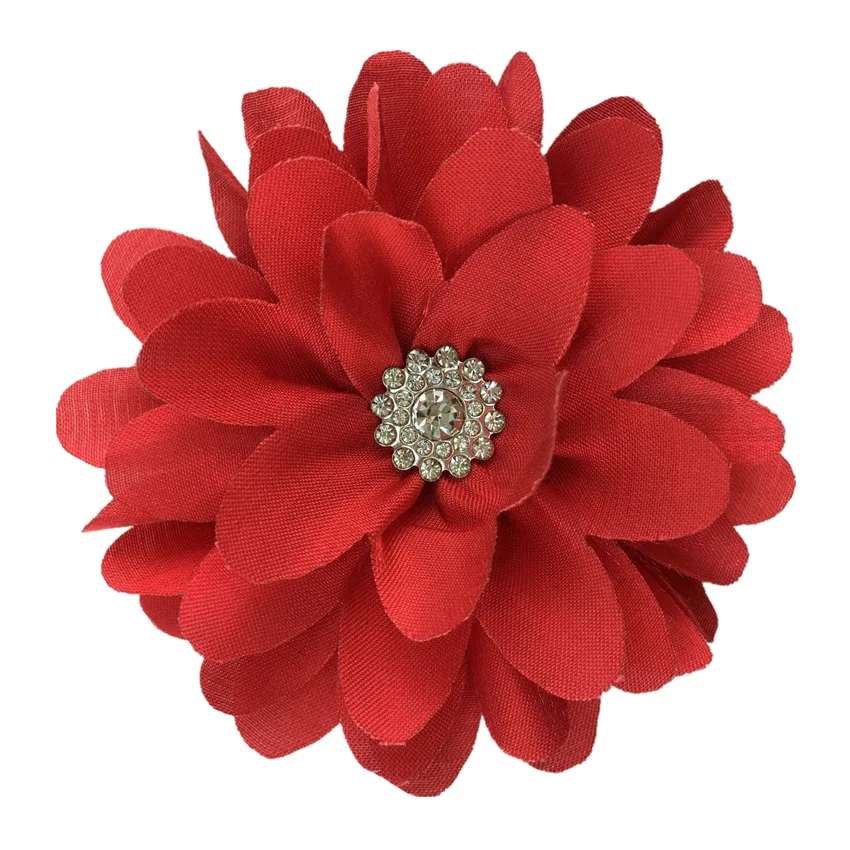 

20pcs/lot 8CM Vintage Fabric Chiffon Flower With Rhinestone Headbands Accessories Hair Apparel Wedding Accessories Wholesale