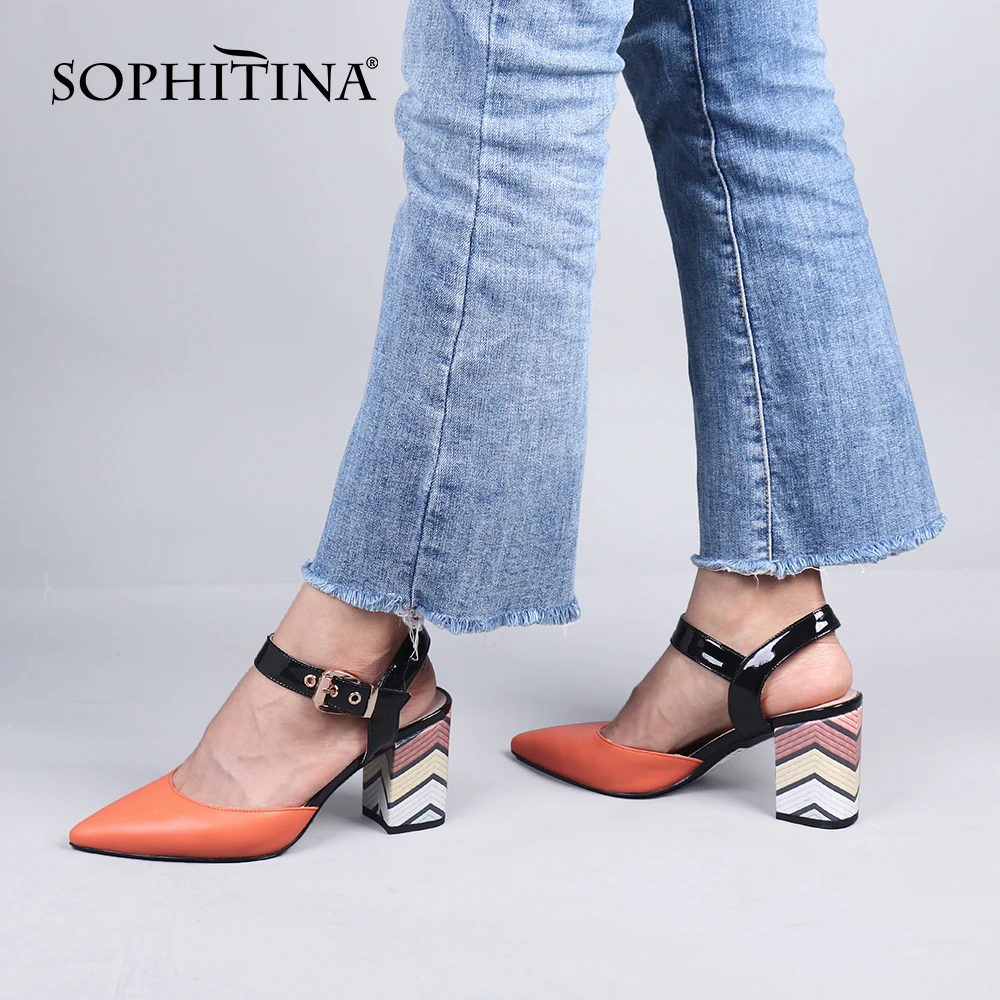 Женские туфли лодочки в полоску SOPHITINA элегантные офисные ручной работы из