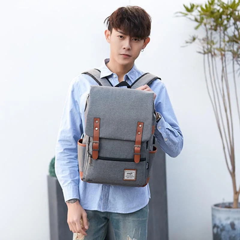 

Women External USB Charge Backpack Canvas Large Male Mochila Escolar Girls Laptop Business Backpack School Bag Casual Daypack