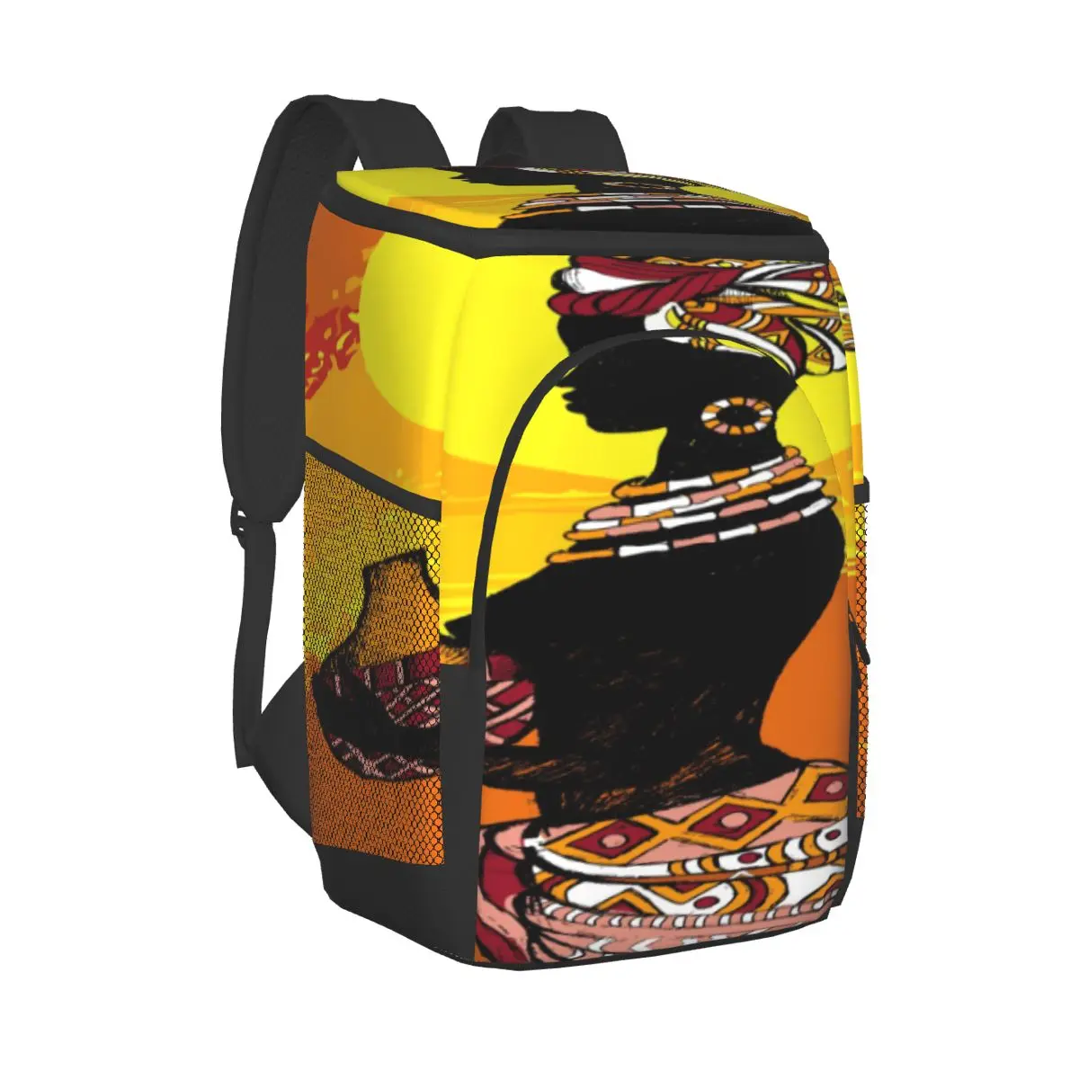 

Большая сумка-холодильник Thermo коробка для ланча и пикника, Африканский черный женский изолированный рюкзак, ледяной пакет, новая термальна...