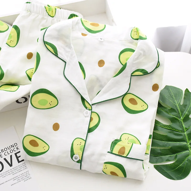 

Printed Fruit Cute Korean Fluffy Pajamas Turn Down Collar Roomwear Thin Long Sleeve Pajamas Set 2 Piece Pajama Set Women