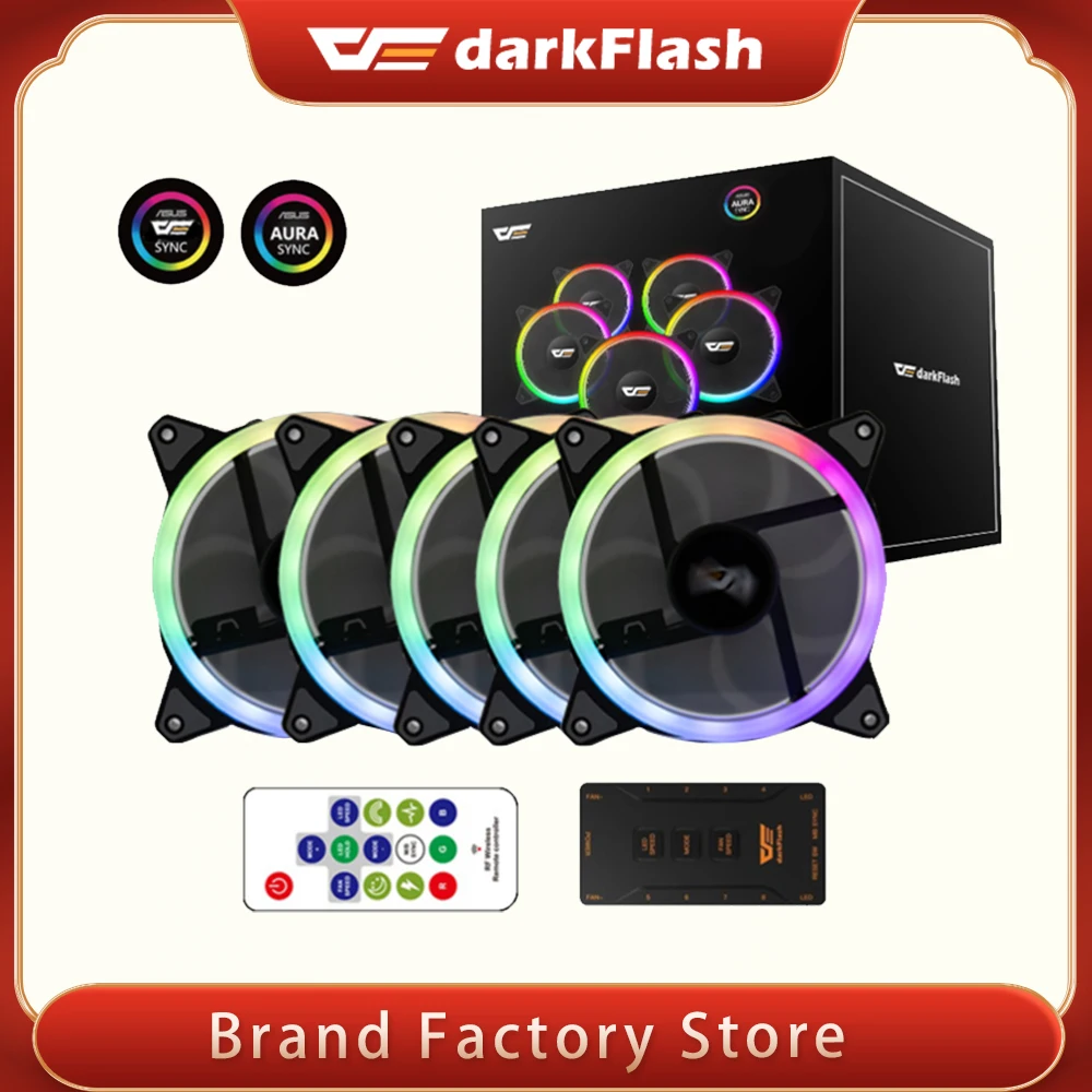 

DarkFlash Aurora DR12 Pro 120mm RGB LED pc computer Case Fan Radiator water cooling cpu cooler argb fan heatsink 12cm ventilado