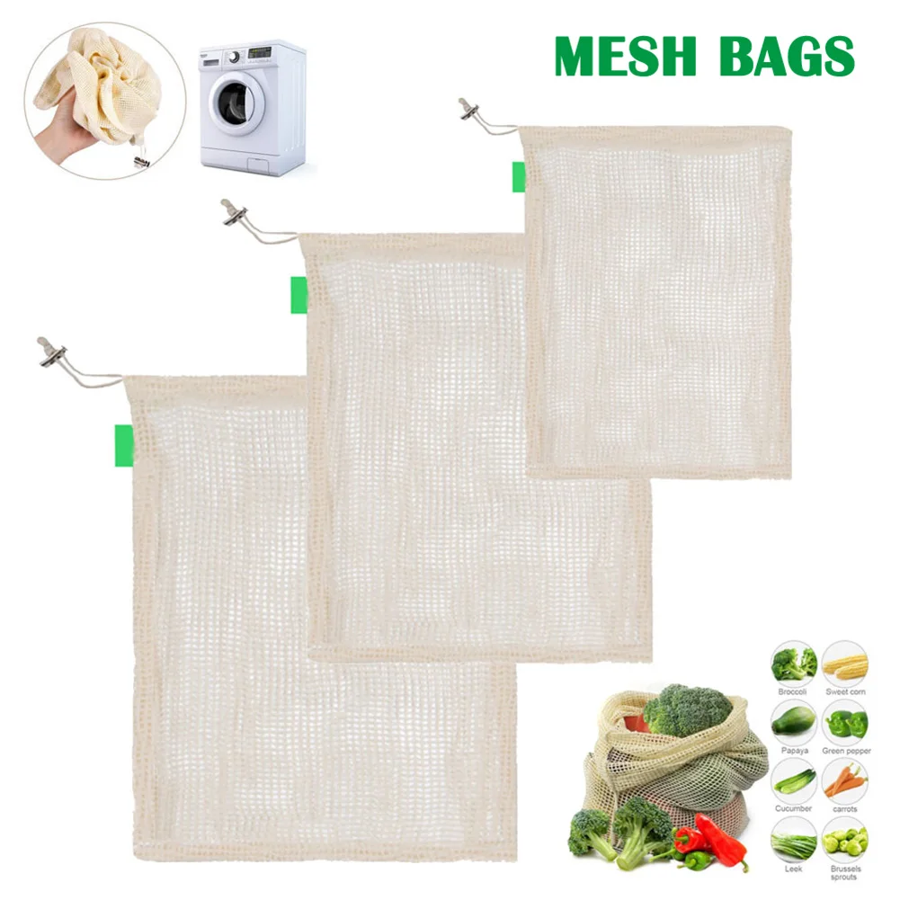 Горячий Разлагаемый органический сетчатый мешок из хлопка повторно