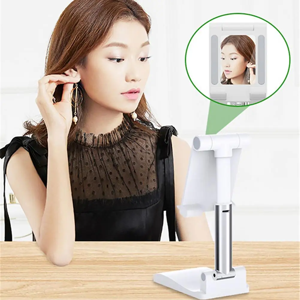 Phone Stand With Mirror For IPhone 12 Pro Max Xiaomi Mi Mobile Holder Foldable Desk Bracket 8 11X XS Tablet | Мобильные телефоны и