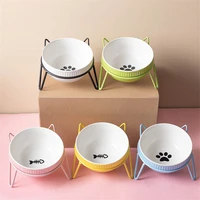 new ceramic pet bowl protect the spine table high foot large oblique dog feeder dog and cat cat ear bowl pet supplies