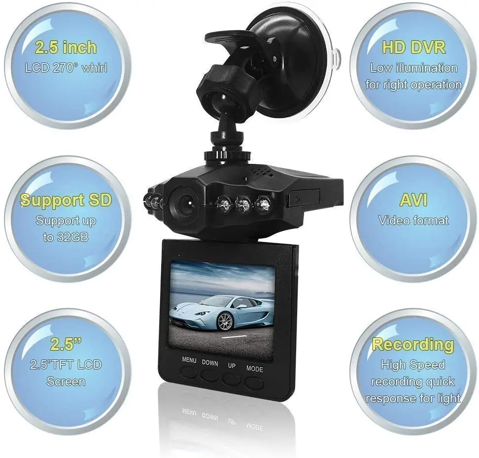 Dash Cam Автомобильный видеорегистратор 2 5 "Широкий формат вождение автомобиля
